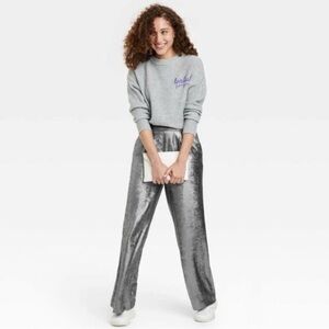 (NWT) A New Day Metallic Wide Leg Pants Dress Pants Slacks Silver High Rise XL